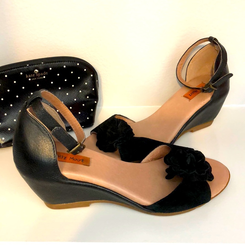 Miz Mooz nyc black flower strappy heels